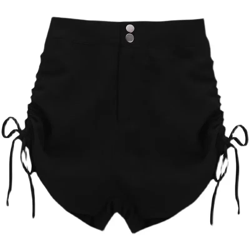 Damen hoch taillierte schlankmachende Fleece-gefütterte Petite Black Hose mit weitem Bein Sexy Spicy Hot Pants Sommershorts